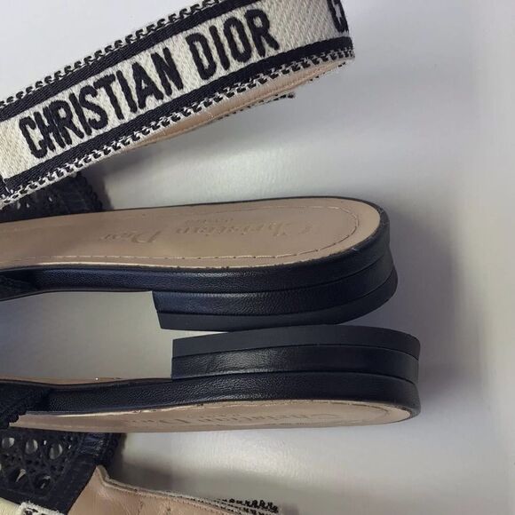 Dior Moi Black Cotton Lambskin Mesh Cannage Slingback Ballet Flats EU 35.5 - Picture 8 of 16